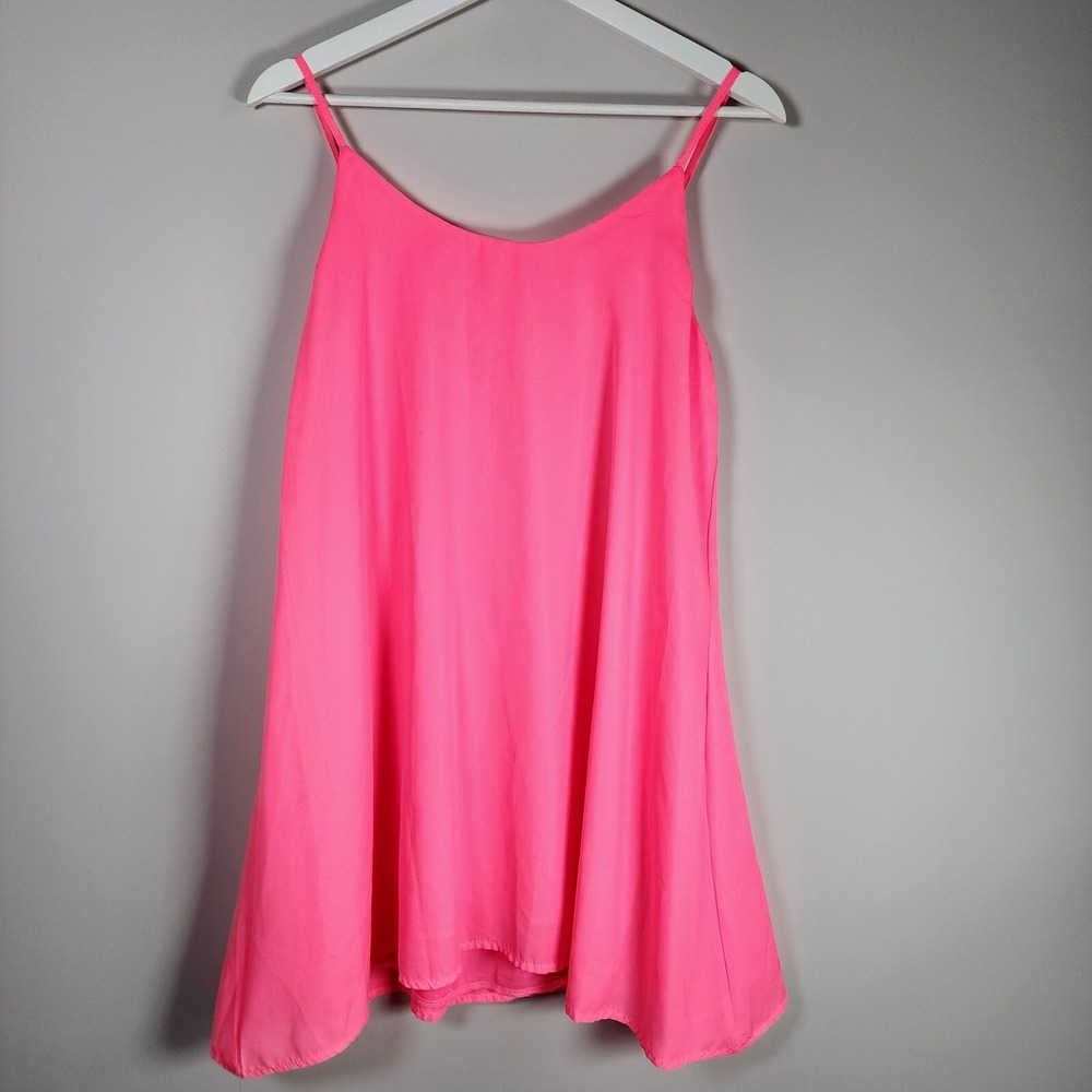 BLOOM + POP Bright Pink Dress Womens Small Fushia‎ Cami Strappy Mini Lined Short